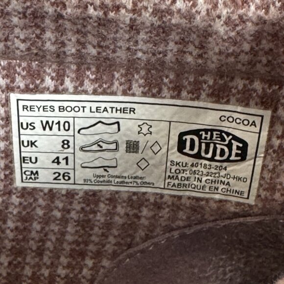 Hey Dudes Reyes Boots Women 10 Cocoa Brown Leather Slip On Pull Tab Ankle Bootie - Picture 8 of 10